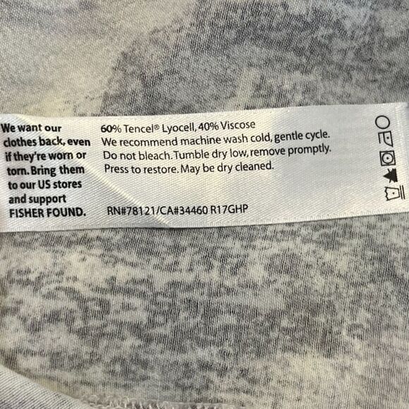 EILEEN FISHER Tencel Printed High-Low Top White Gray Purple Women’s Size Medium - Picture 8 of 8